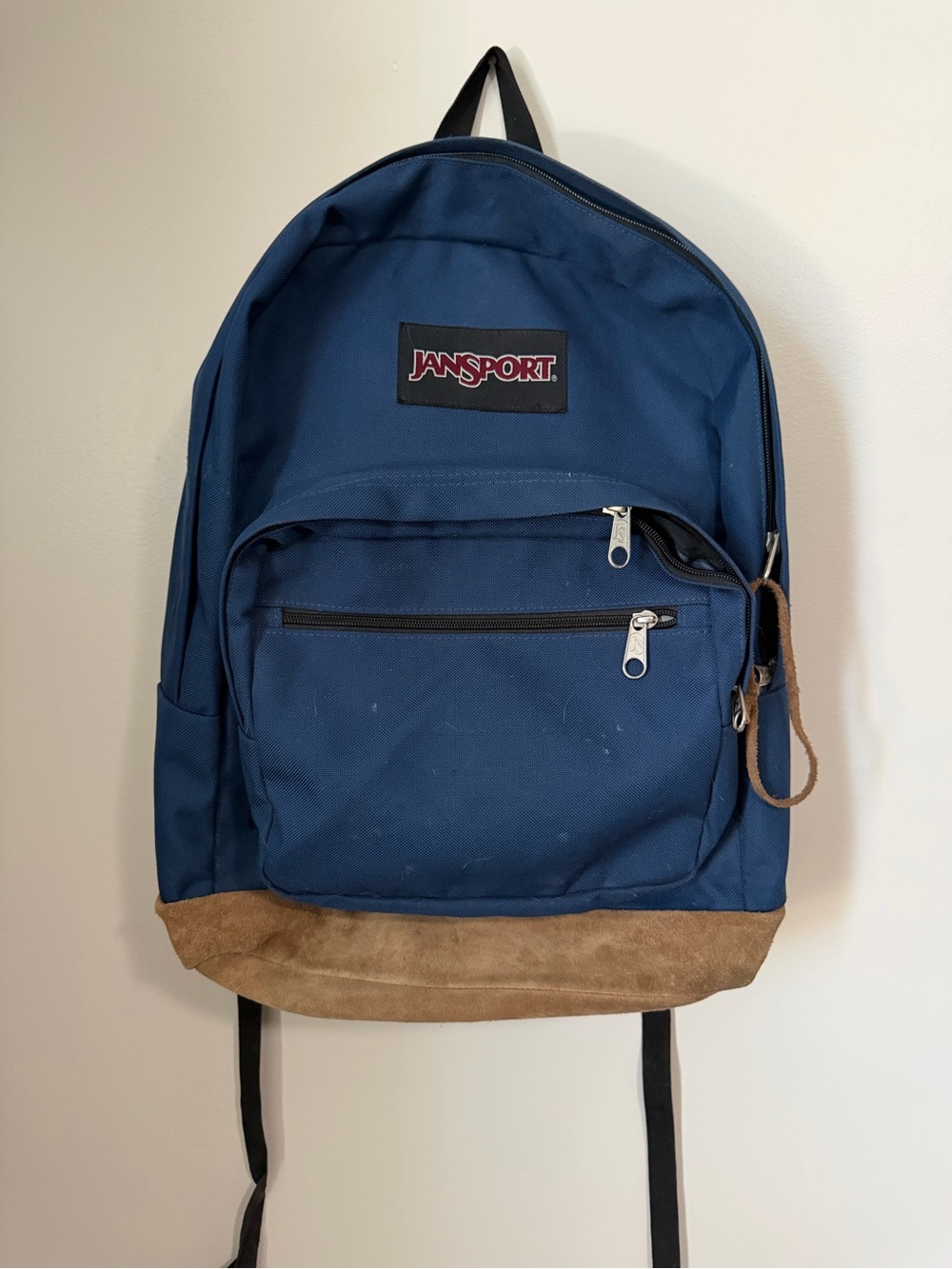 Jansport Deep Blue Backpack with Suede Tan Base